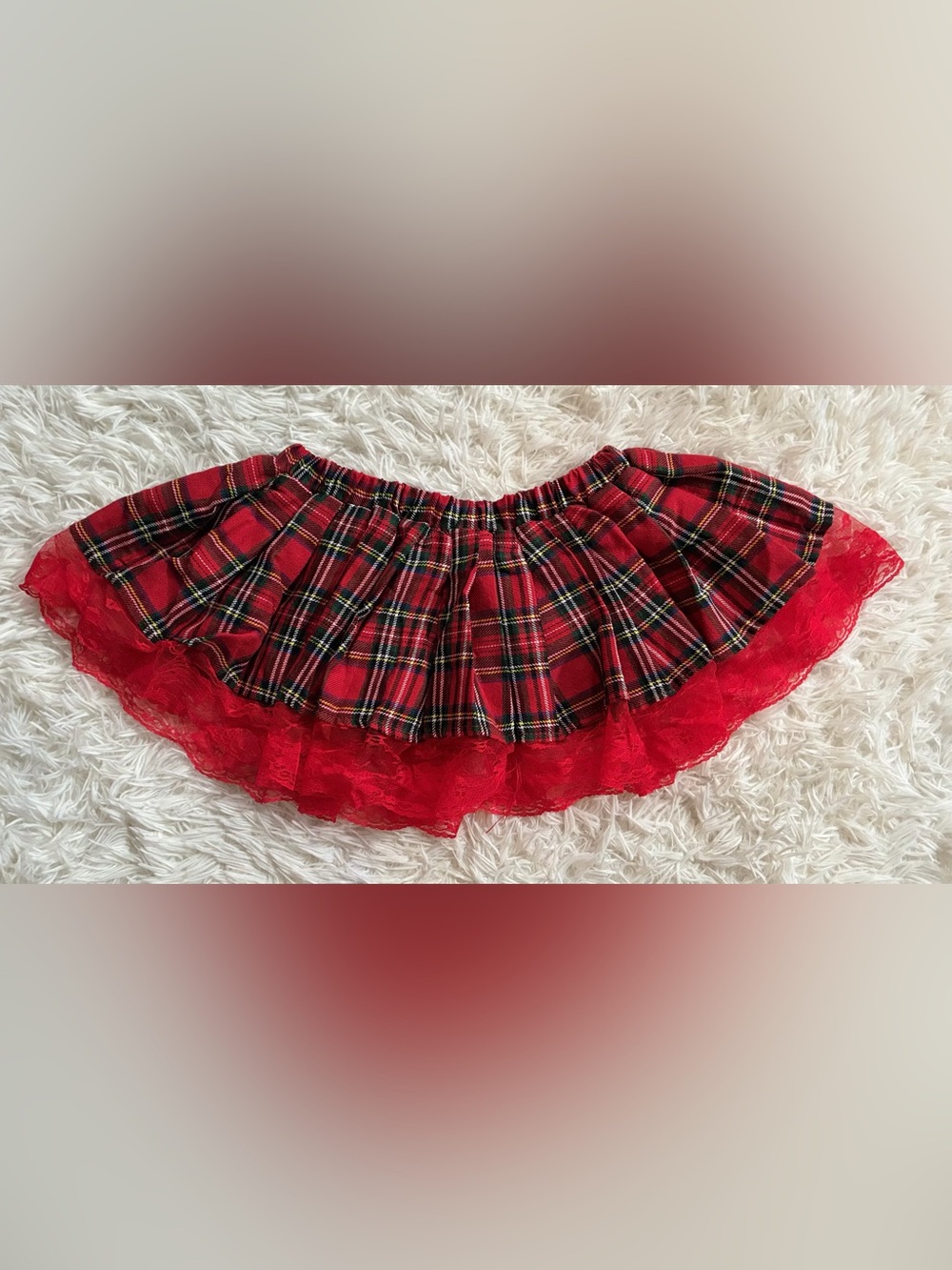 Y2K Mall Goth Alt E-Girl Emo Harajuku Plaid Micro Mini Skirt Lace Trim Red XS